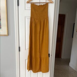 Mustard Strapless Maxi Dress